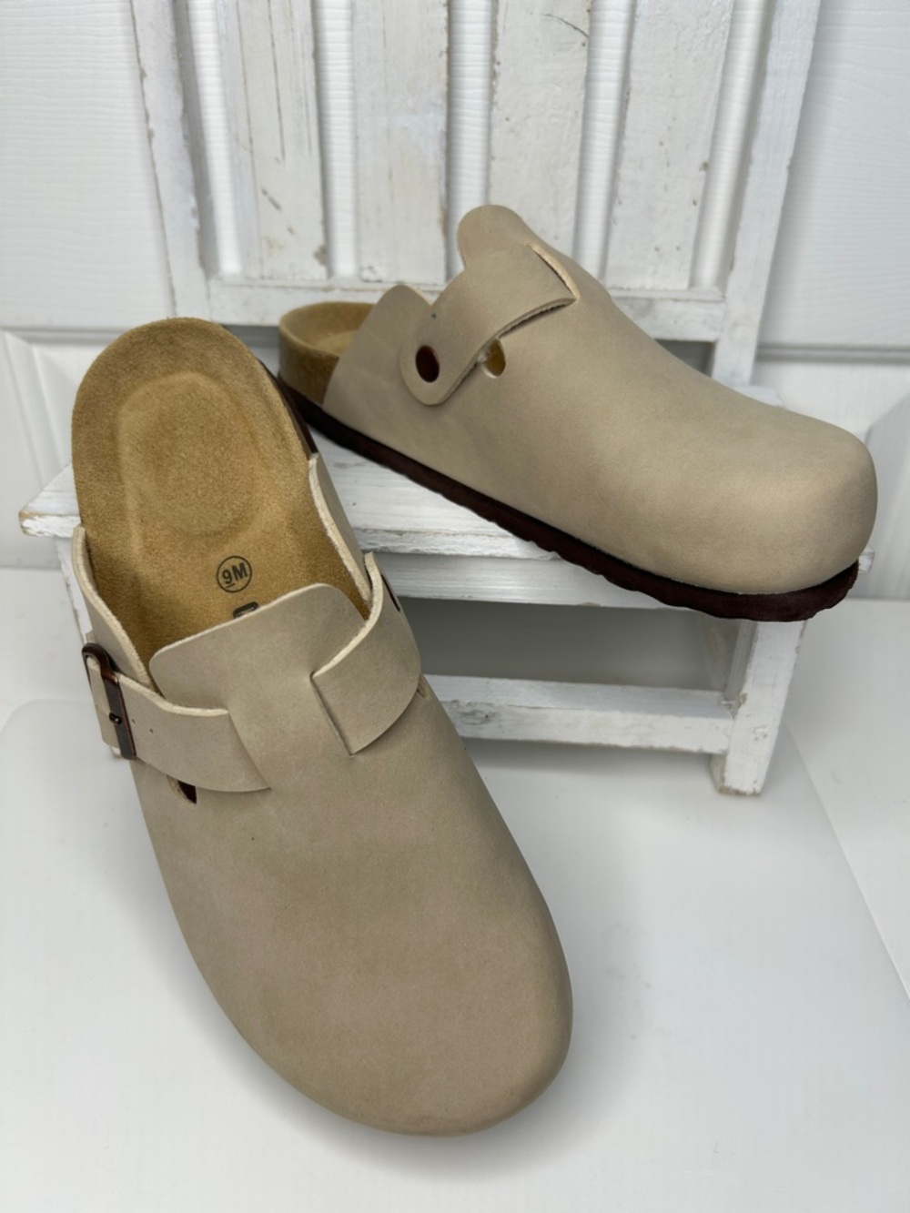 Cushionaire Neutral Tan Slip-On Clog Mule with Adjustable Strap NWOT